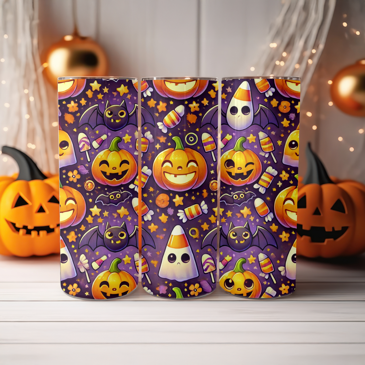 Halloween Tumbler Wrap Bundle (3 Designs) | Kawaii, Gothic & Retro | 20oz Sublimation PNG
