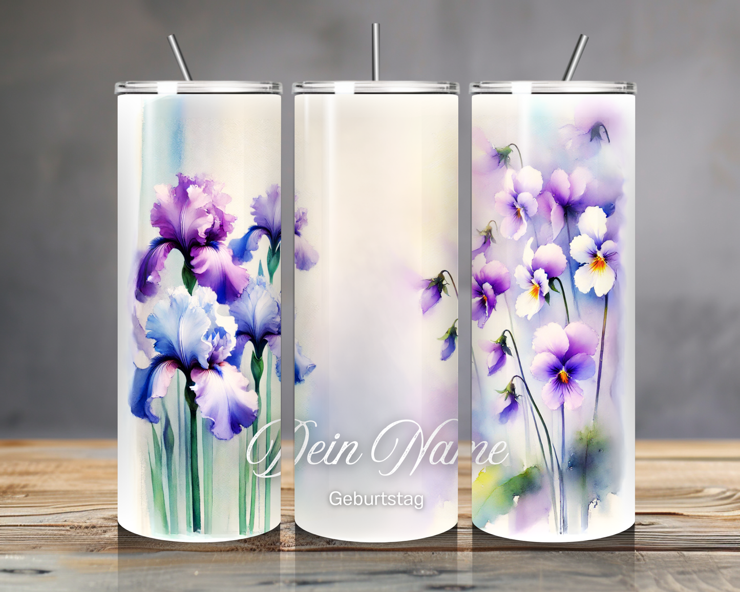 Personalisierter Geburtsblumen Tumbler – Edelstahlbecher mit Namen | 20oz | Geschenkidee Geburtstag