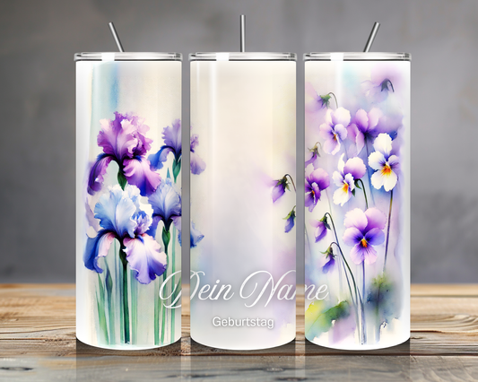 Personalisierter Geburtsblumen Tumbler – Edelstahlbecher mit Namen | 20oz | Geschenkidee Geburtstag