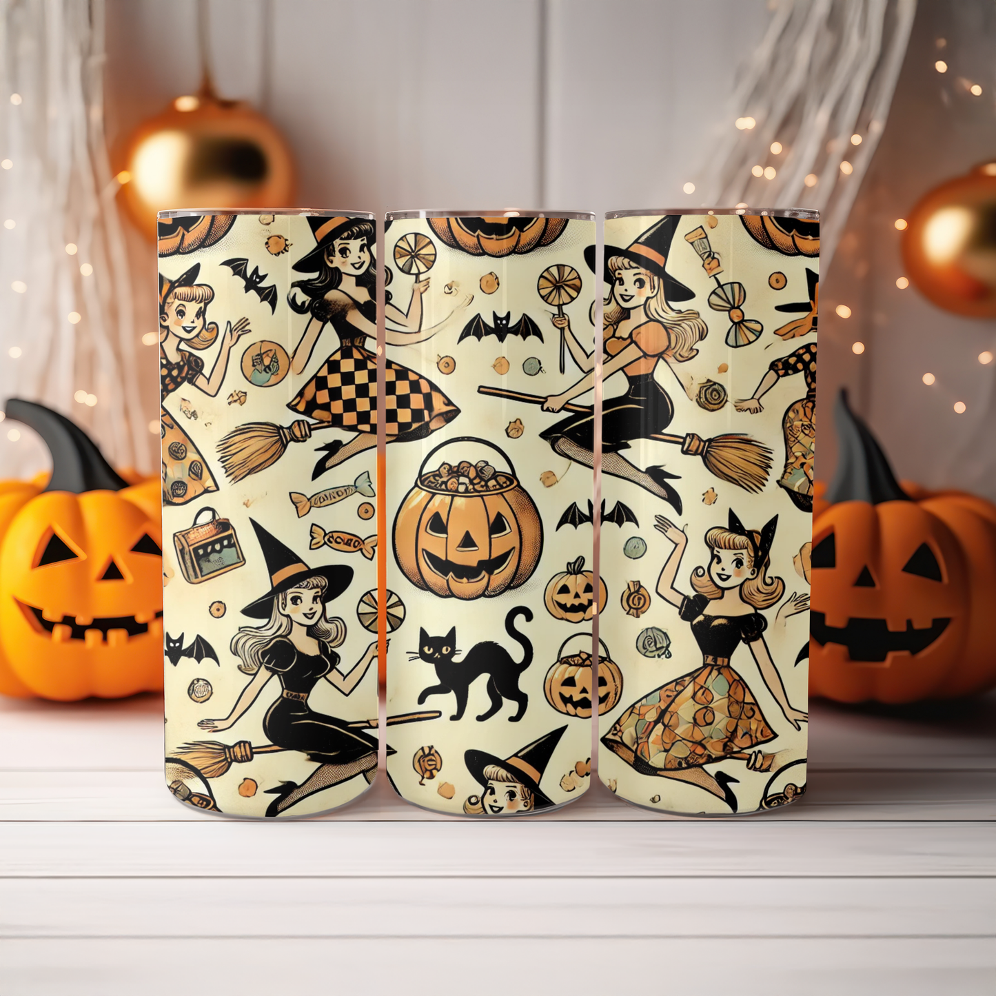 Halloween Tumbler Wrap Bundle (3 Designs) | Kawaii, Gothic & Retro | 20oz Sublimation PNG