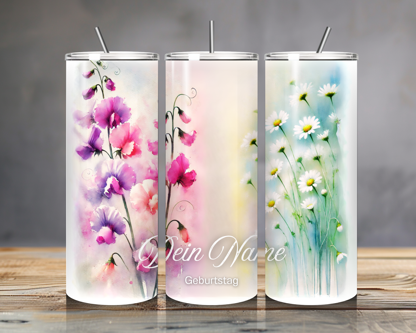 Personalisierter Geburtsblumen Tumbler – Edelstahlbecher mit Namen | 20oz | Geschenkidee Geburtstag