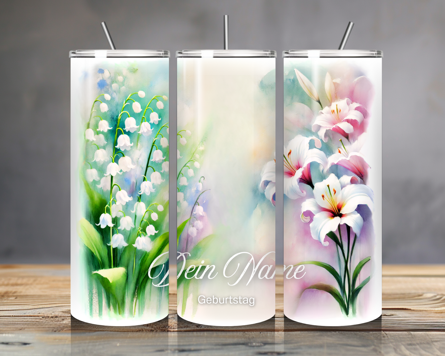 Personalisierter Geburtsblumen Tumbler – Edelstahlbecher mit Namen | 20oz | Geschenkidee Geburtstag