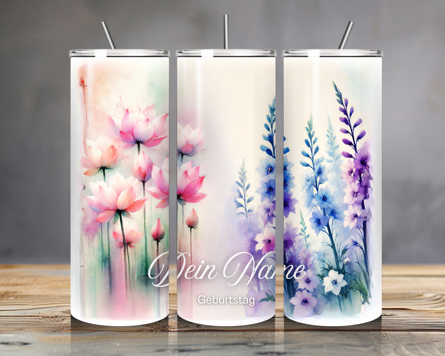 Personalisierter Geburtsblumen Tumbler – Edelstahlbecher mit Namen | 20oz | Geschenkidee Geburtstag