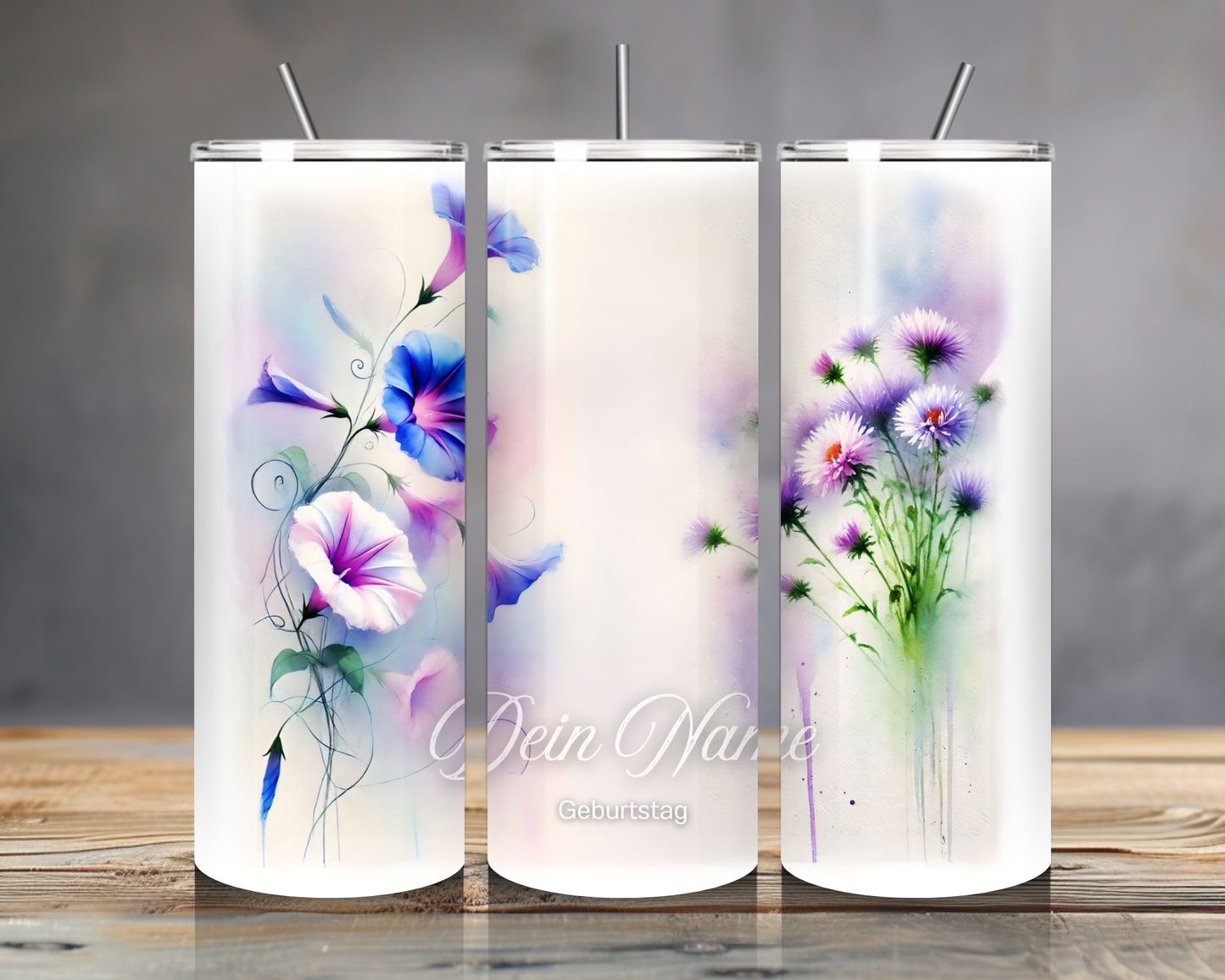 Personalisierter Geburtsblumen Tumbler – Edelstahlbecher mit Namen | 20oz | Geschenkidee Geburtstag