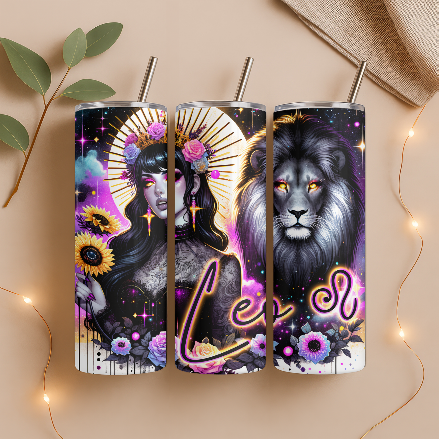 20oz Tumbler – Alle Sternzeichen – Neon und Fantasy Art Design