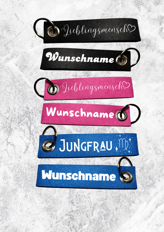 Personalisierter Filz-Schlüsselanhänger mit Wunschtext