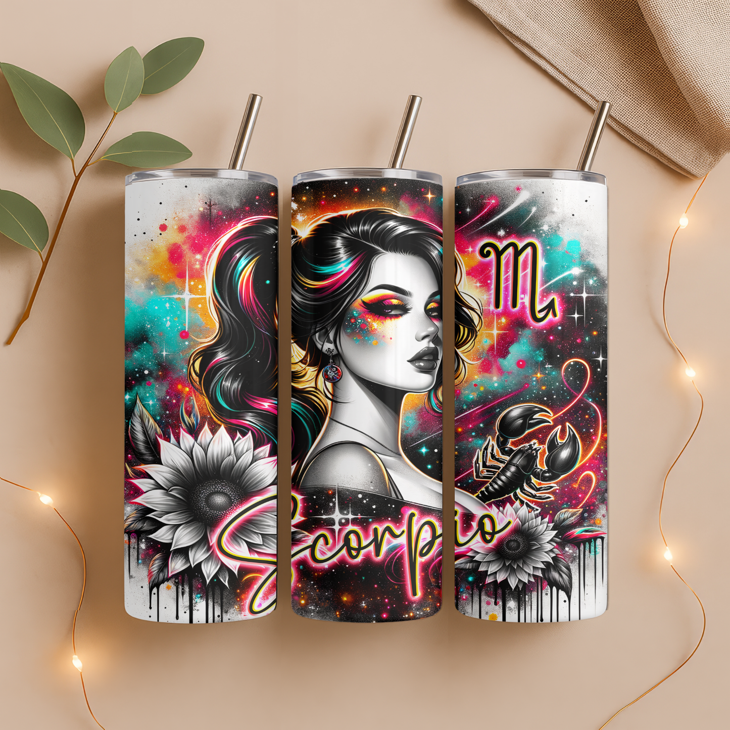 20oz Tumbler – Alle Sternzeichen – Neon und Fantasy Art Design