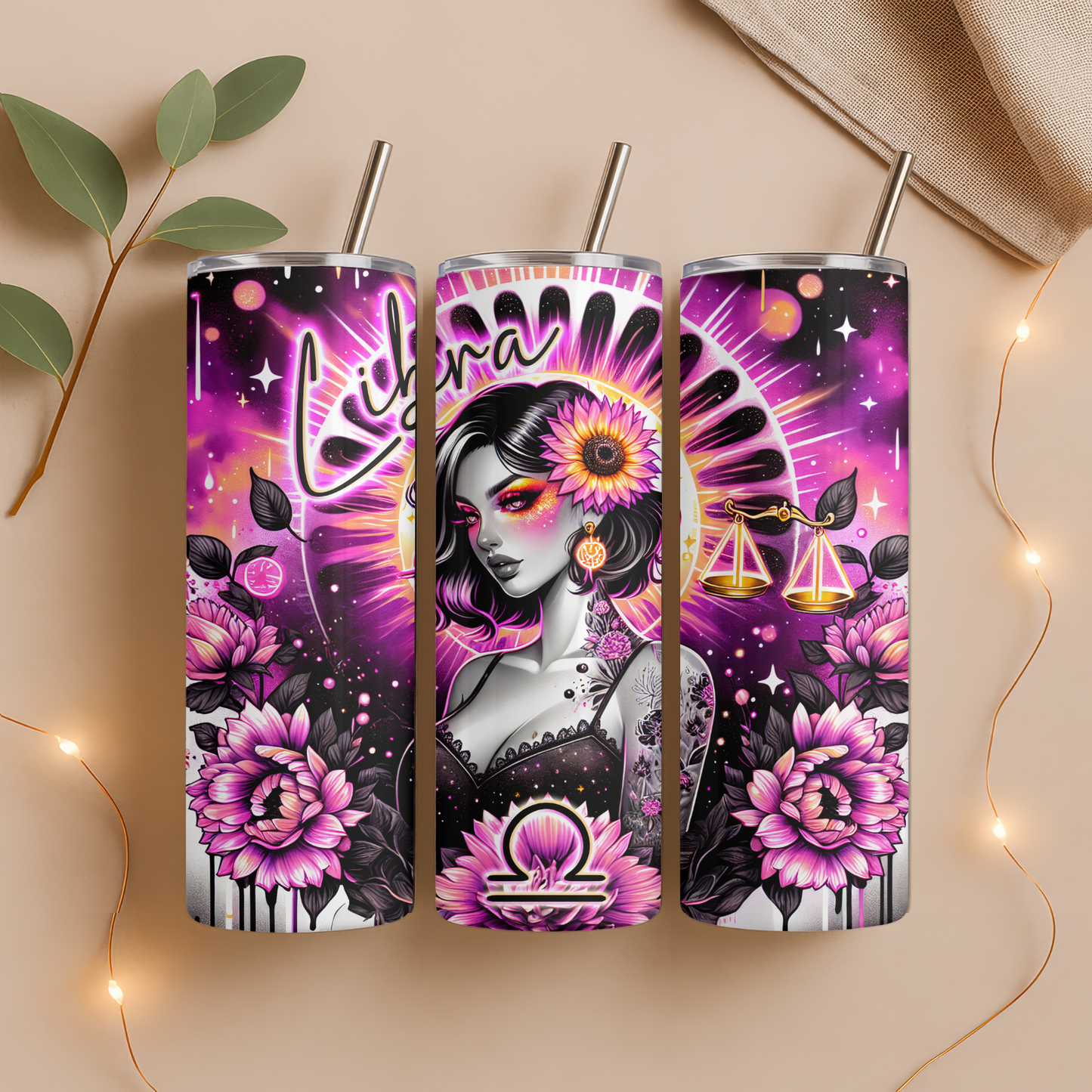20oz Tumbler – Alle Sternzeichen – Neon und Fantasy Art Design