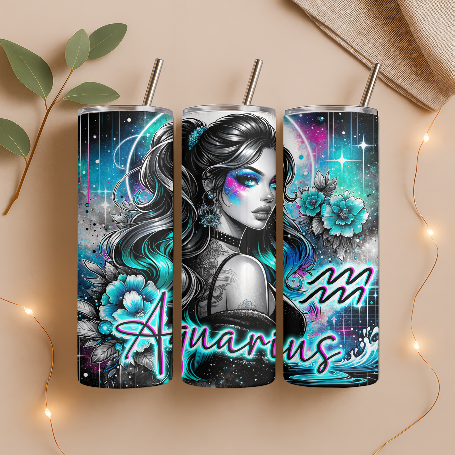 20oz Tumbler – Alle Sternzeichen – Neon und Fantasy Art Design