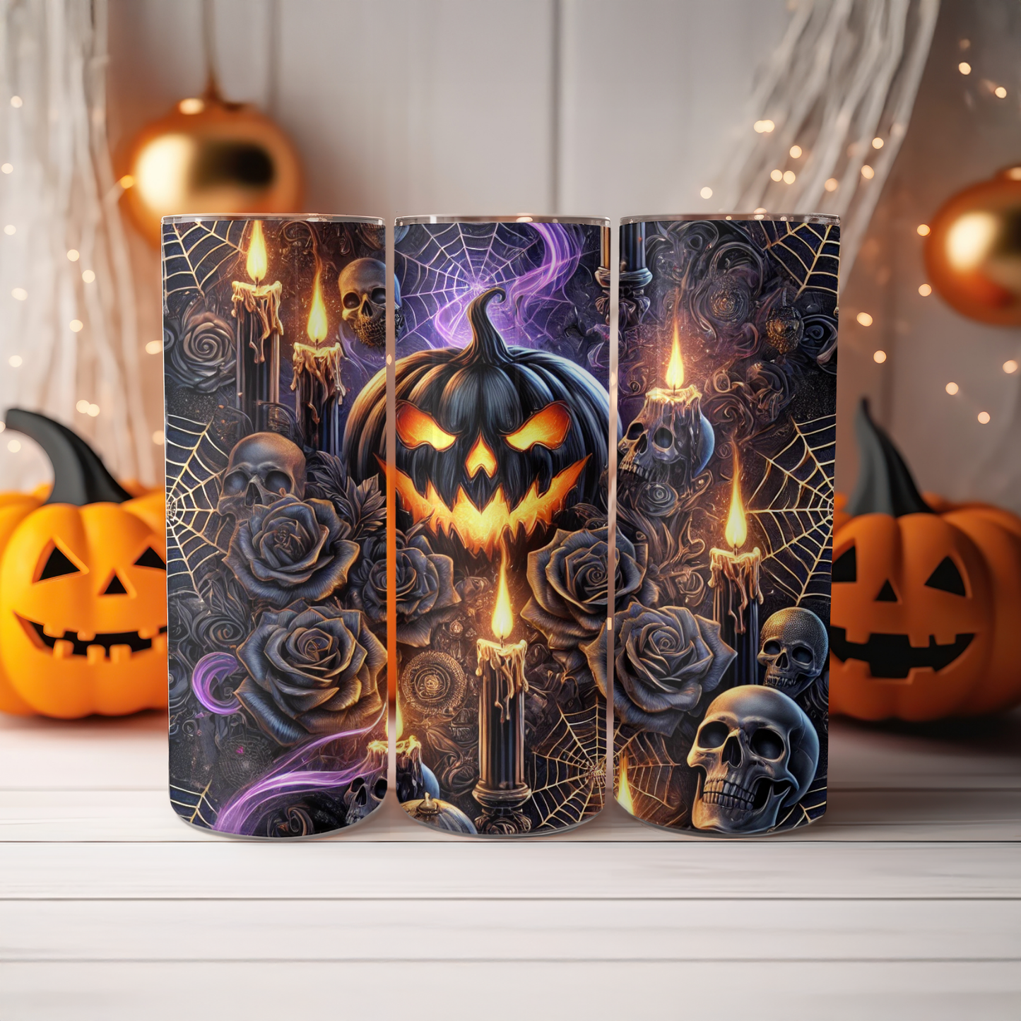 Halloween Tumbler Wrap Bundle (3 Designs) | Kawaii, Gothic &amp; Retro | 20oz Sublimation PNG