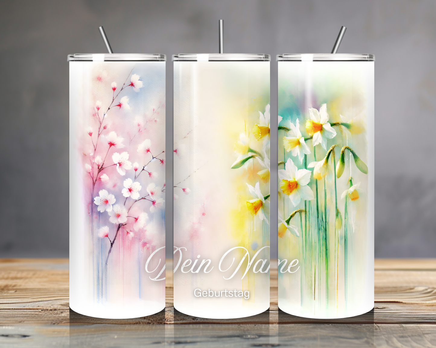 Personalisierter Geburtsblumen Tumbler – Edelstahlbecher mit Namen | 20oz | Geschenkidee Geburtstag