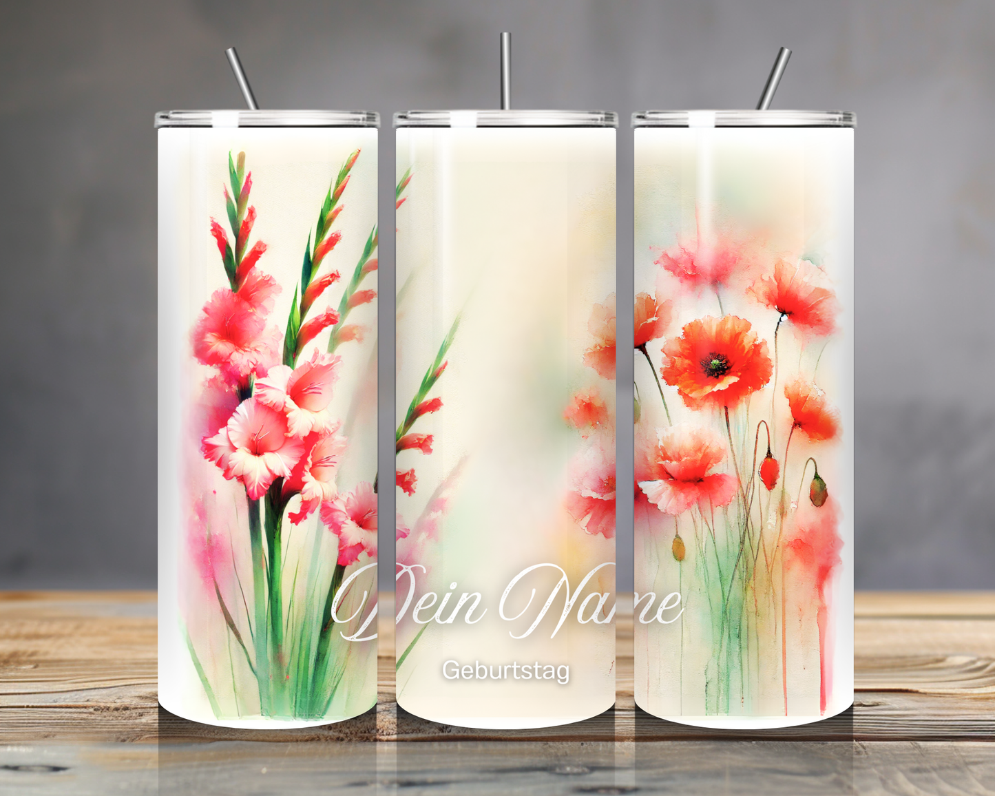 Personalisierter Geburtsblumen Tumbler – Edelstahlbecher mit Namen | 20oz | Geschenkidee Geburtstag