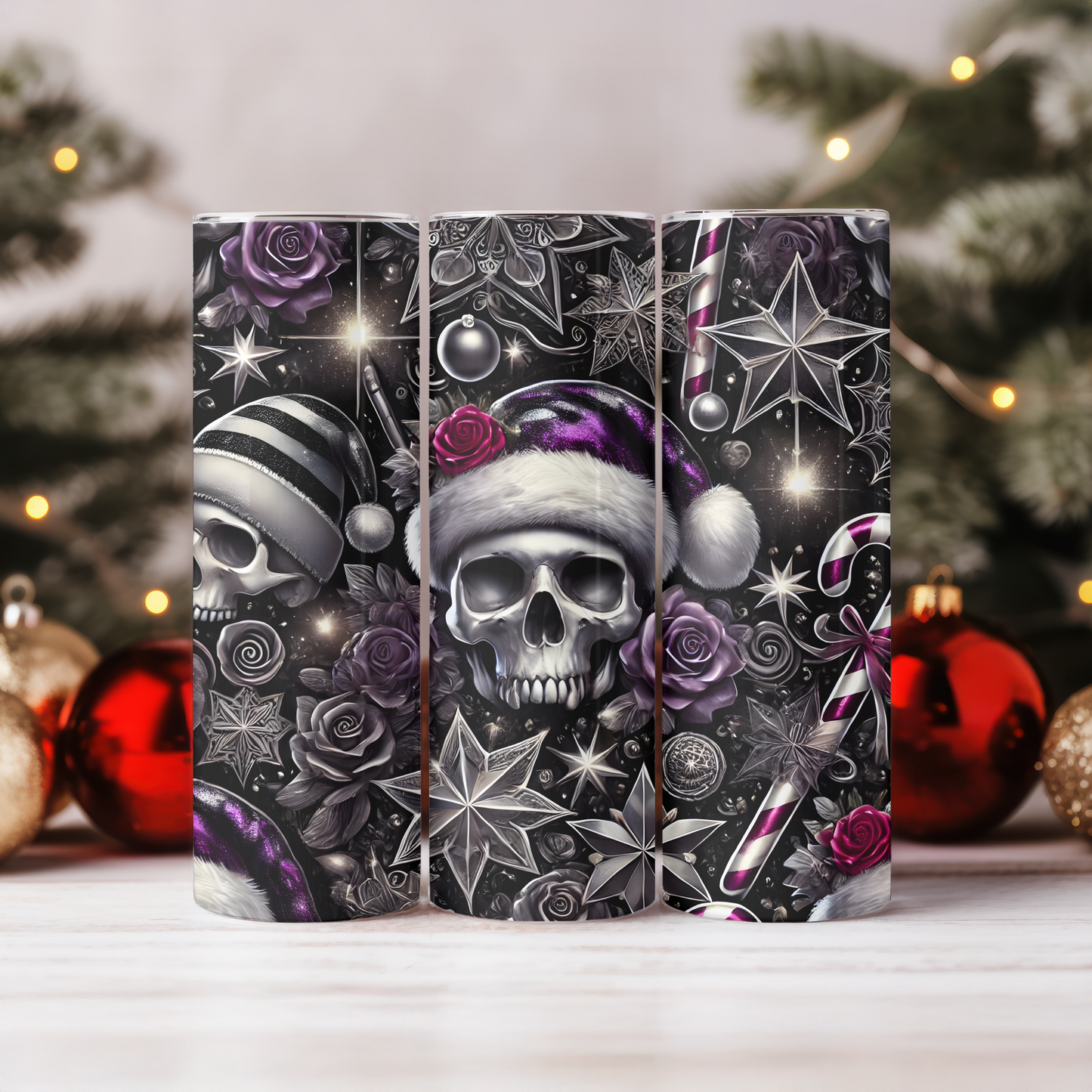 🖤 Gothic Christmas Tumbler – 20oz Skinny Becher 🎄
