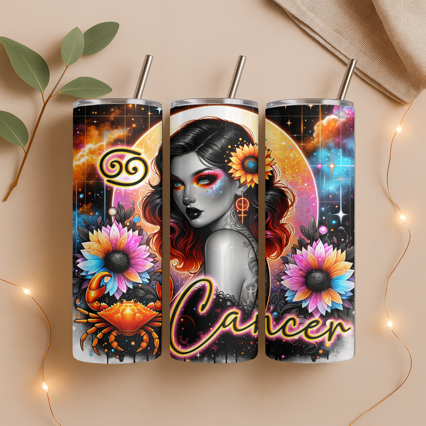 20oz Tumbler – Alle Sternzeichen – Neon und Fantasy Art Design
