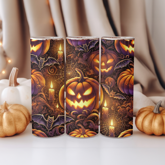 🎃 Halloween Tumbler 20oz – Pumpkin and Gothic Designs | Stainless Steel Thermal Mug, Insulated, Fall Gift, Party Mug