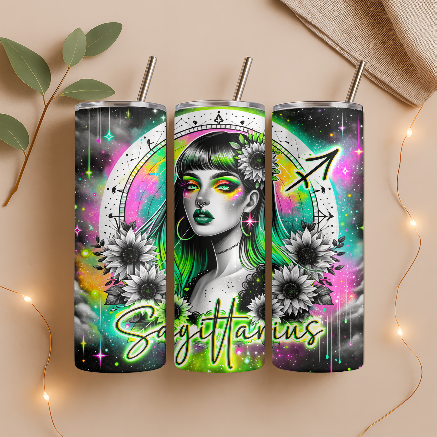 20oz Tumbler – Alle Sternzeichen – Neon und Fantasy Art Design