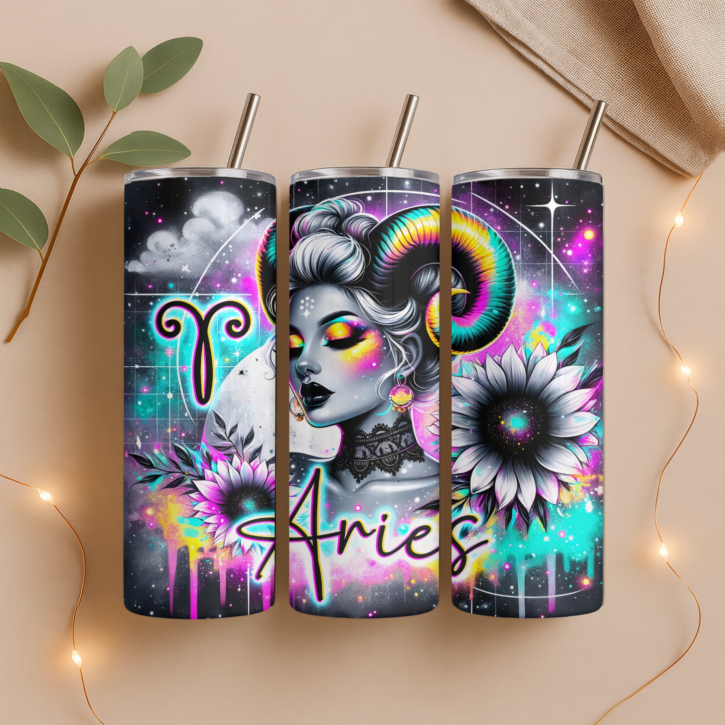 20oz Tumbler – Alle Sternzeichen – Neon und Fantasy Art Design